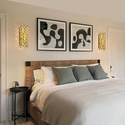 Crystal Wall Sconces,Modern Gold Wall Light Fixtures,Luxury Indoor Wall Lamp,Vanity Wall Mount Lamps for Living Room,Bedroom,Bathroom,Bedside,Hallway,Stairway
