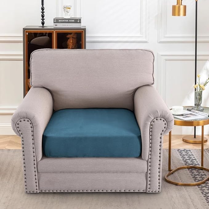 H.VERSAILTEX Suede Chair Slipcovers Stretch Sofa Covers Thick Soft Slipcovers for Couches and Sofas Couch Covers for Dogs(1 Piece Chair Cover, Stone Blue)