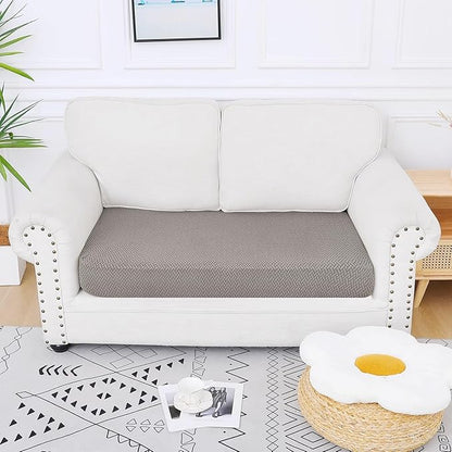 Smiry Waterproof Couch Cushion Covers, Stretch Jacquard Thick Sofa Cushion Covers, Washable Seat Slipcover Elastic Furniture Protector for Pets, Kid (Medium, Taupe)