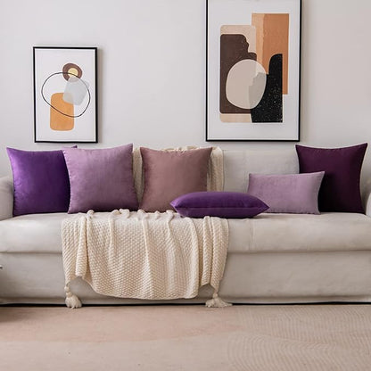 EMEMA Pack of 2 Velvet Throw Pillow Covers Decorative Square Pillowcase Soft Solid Cushion Case for Sofa Bedroom Chair Car 18x18 Inch Dusty Rose
