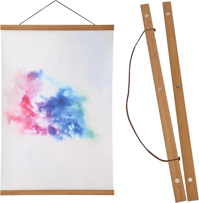 Medog Magnetic Poster Hanger Frame, 16x20 16x24 16x22 16x16 Poster Frame,For Magnet Canvas Print Poster Hanging Kit,Teak,1 Pack