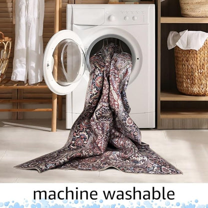 Keen Home Design 2x12 Rug - Machine Washable Runner with Non-Slip Backing, Ideal for Hallway, Entryway, Kitchen, Laundry Room - Vintage, Easy Clean, Durable, Low Pile Rug - (2'6" x 12')