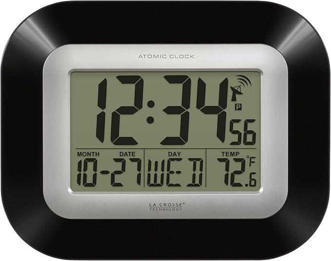 La Crosse Technology Atomic Wall/Table Clock, 7.2-inch H x 8.95-inch W x 1.2-inch D (WT-8005U-B)