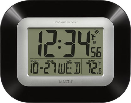 La Crosse Technology Atomic Wall/Table Clock, 7.2-inch H x 8.95-inch W x 1.2-inch D (WT-8005U-B)