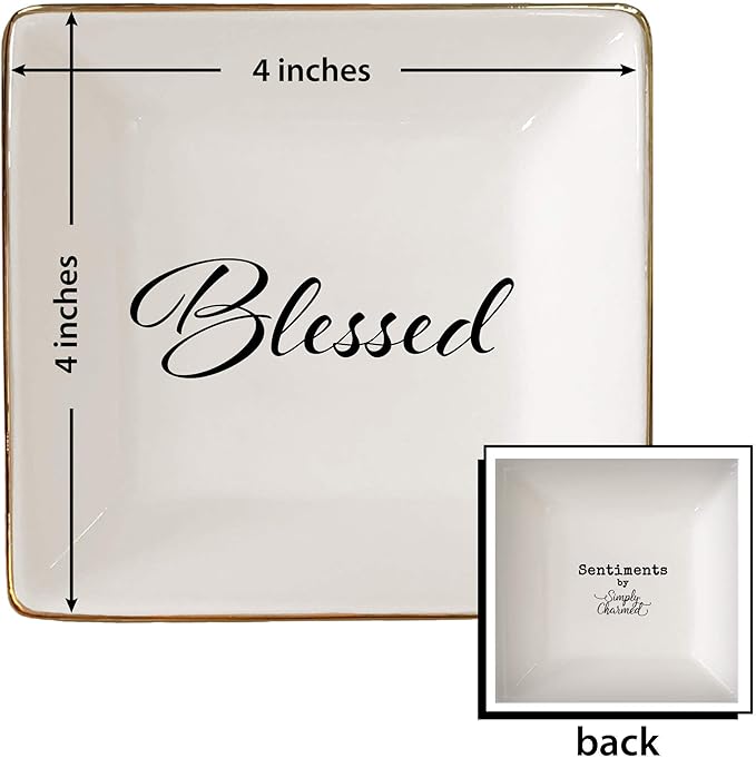 Simply Charmed Blessed Ceramic Jewelry Dish or Ring Holder - Religious Gift for Christmas, Confirmation or Baptism