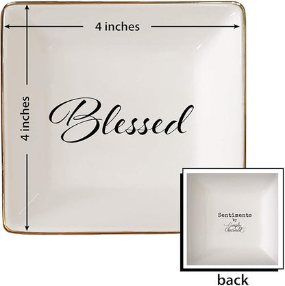 Simply Charmed Blessed Ceramic Jewelry Dish or Ring Holder - Religious Gift for Christmas, Confirmation or Baptism