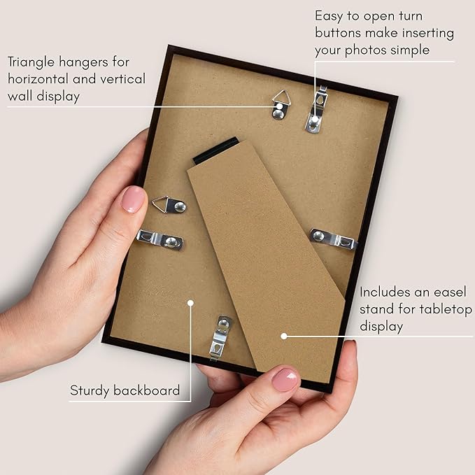 Americanflat 6x8 Picture Frame with Shatter-Resistant Glass - Use as 3x5 Frame with Mat or Display 6x8 Photo Without Mat - Streamline Collection - Picture Frames for Tabletop and Wall - Black