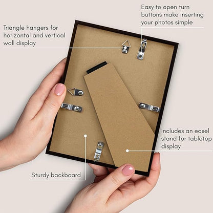 Americanflat 6x8 Picture Frame with Shatter-Resistant Glass - Use as 3x5 Frame with Mat or Display 6x8 Photo Without Mat - Streamline Collection - Picture Frames for Tabletop and Wall - Black