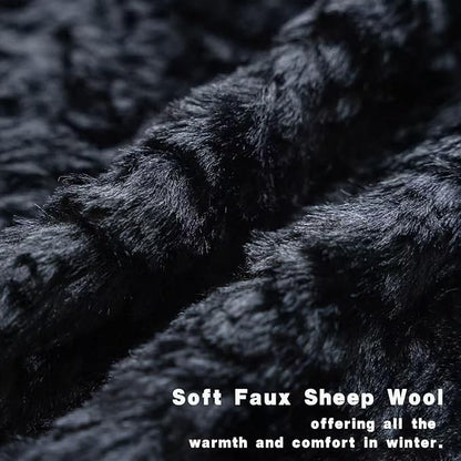 Neelvin Set of 2 Faux Fur Throw Pillow Covers 22x22 Inch Black Cozy Soft Solid Decorative Pillowcases Thick Plush Sheepskin Cushion Case for Chair and Couch Sofa Bedroom