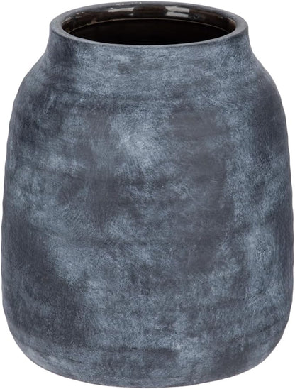 Briful Rustic Ceramic Vase 7” Tall – Handcrafted Vintage Pottery Flower Vase with Distressed White-Wash Finish – Farmhouse Decorative Accent for Table, Shelf, Mantel (Not Watertight)
