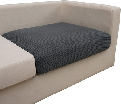 Eismodra Couch Cushion Covers Magic Stretch Sofa Slipcover for 3 Cushion Couch Dogs Pet L Shape 2 Seat Replacement Furniture Protector,Dark Gray Length 25-37 inches(Only 1 Piece)