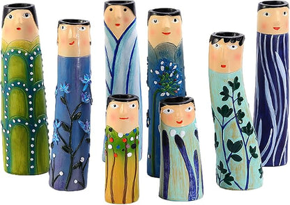 Spring Bud Vases, Bohemian Family Face Vase Boho Cute Home Decor, Character Vase Flower Plant Holder Bathroom Shelf Decor for House Decor Living Room Wedding Centerpieces (B)