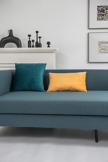 Couch Pillow Covers 12x20 Golden Yellow: 2 Pack Cozy Soft Velvet Rectangular Throw Pillow Cases for Farmhouse Home Decor