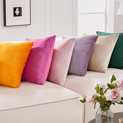 Deconovo Velvet Throw Pillow Covers 16x16 Inch, Decorative Soft Couch Pillow Covers for Home Decor Sofa Car Living Room Bedroom, Set of 2, Emerald Green