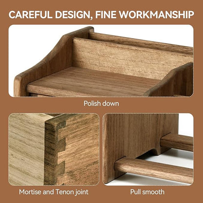 KIRIGEN Desktop Adjustable Organizer Storage Book Shelf with Drawer Wooden Desk Bookcase Workplace Storage Station Expandable Book Rack Fully Assembled SSSJ-S-DBR