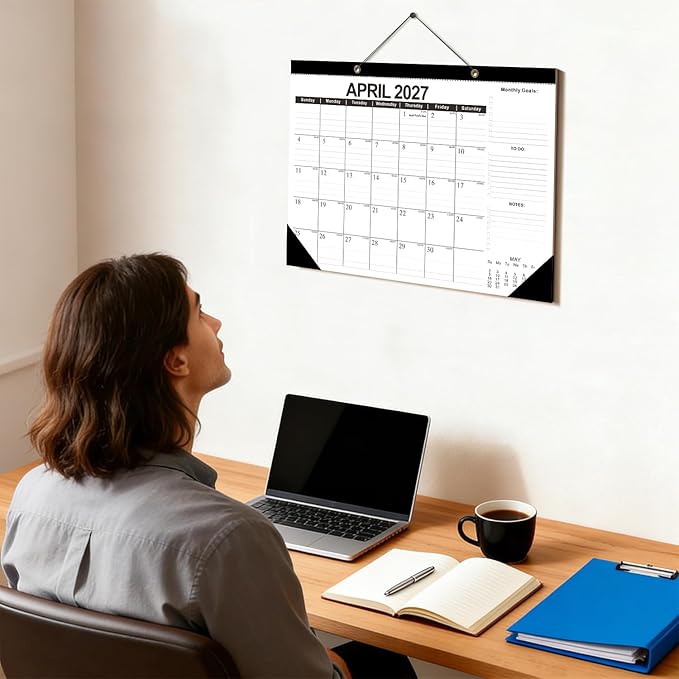 Kyweel 2026-2027 Desk Calendar, 18 Month Desk Calendar/Wall Calendar Combo, 17" x 12", Jan 2026-June 2027, Highlight Holidays, Planning Calendar, Thick Paper