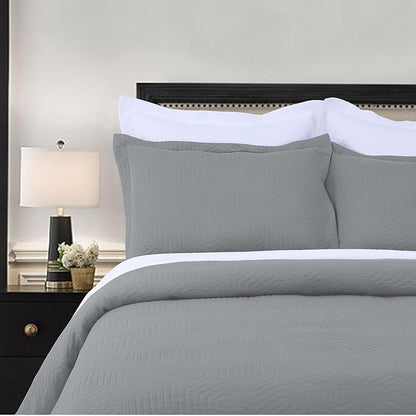 Threadmill Luxury Cotton Blankets for King Size Bed | All-Season Cozy 100% Cotton Blanket | Aster Jacquard Soft & Lightweight Coverlet fits California King Size Bed, 104x92 | Scottish Grey