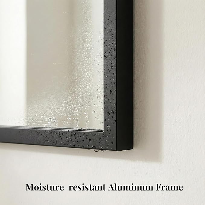 30"x36" Black Bathroom Mirror, Matte Metal Framed Vanity Mirror for Wall, Industrial Rectangular Mirror Over Sink, Modern Farmhouse Decor, Flush Mount