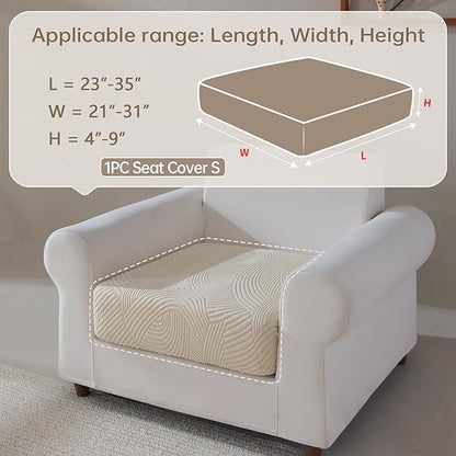 Couch Cushion Covers for Sectional and L Shaped Sofa, Stretch Soft Sofa Covers Washable Wear Resistant Slipcovers Furniture Protector Pet-Friendly (1PC Chair Cushion Cover, Ivory)
