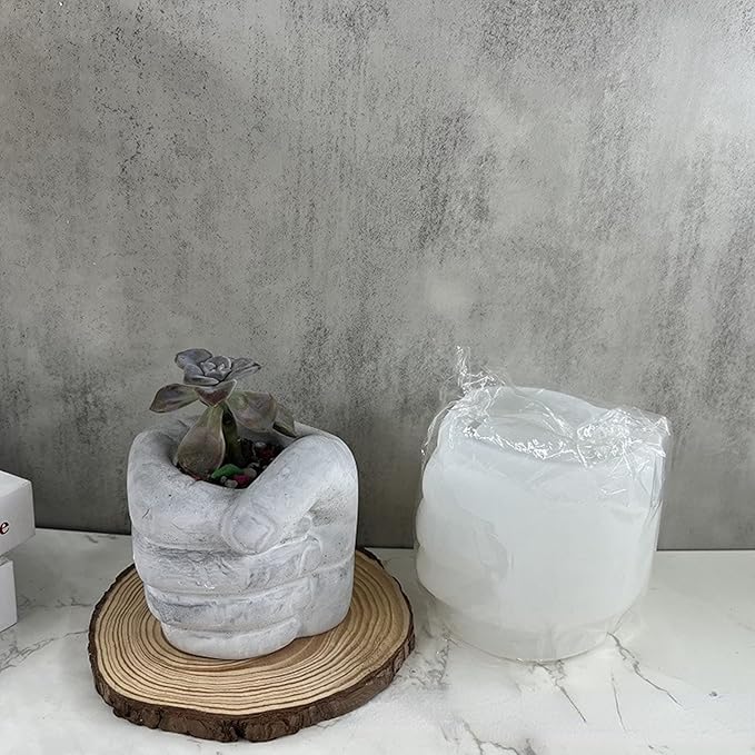 Fist Silicone Flower Pot Concrete Mold Succulent Planter Molds Vase Left Right Hand Pen Holder Storage Box Mould Epoxy Resin Clay Cement Moulds (Right Hand)