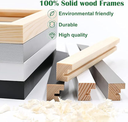 KINLINK 5x7 Picture Frame Light Grey, Solid Wood Frames with Acrylic Plexiglass for Pictures 4x6 with Mat or 5x7 without Mat,Tabletop and Wall Display Photo Frame Set of 4
