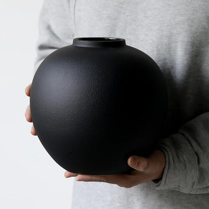 Large Black Ceramic Flower Vase,Decorative Jar Flower Vase, Decorative Jar Modern Centerpiece Table Decorations,Rustic Ceramic vases for Home Decor Dining Room(Black, 0614)