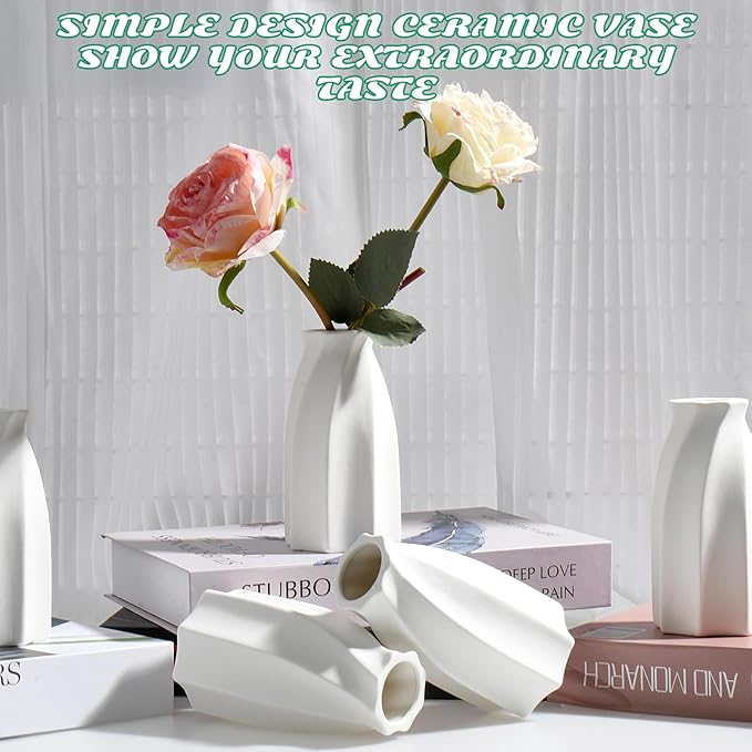 15pcs White Ceramic Bud Vases Bulk, 3.8 Inch Boho Small Vases in Bulk for Flowers, Mini Vases for Centerpieces for Dry Flowers, Pampas Garss for Home Wedding Party Table Decor