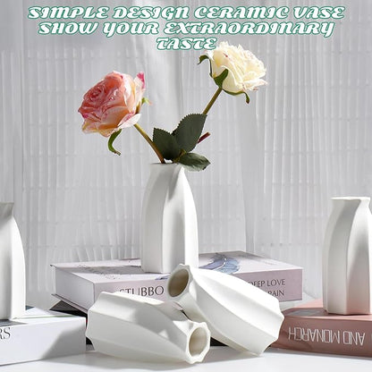 15pcs White Ceramic Bud Vases Bulk, 3.8 Inch Boho Small Vases in Bulk for Flowers, Mini Vases for Centerpieces for Dry Flowers, Pampas Garss for Home Wedding Party Table Decor
