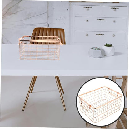 Wire Storage Basket with Handle Decorative Iron Fruit Holder for Snacks Vegetables and Home Organization Lightweight and Chic Design for Any Space