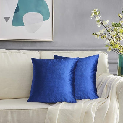 GIGIZAZA Royal Blue Velvet Decorative Throw Pillow Covers for Sofa Bed 2 Pack Soft Cushion Cover (Royal Blue, 20 x 20- Set of 2)
