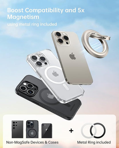 SYNCWIRE for MagSafe Ring Phone Holder, 360° Rotation Magnetic Cell Phone Grip Dual-Sided Magnets Phone Ring Kickstand Compatible with iPhone 17 16 15 14 13 12 Pro Max MagSafe, Android, Samsung etc.