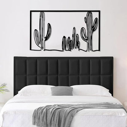 vinwipe Metal Cactus Wall Art, Cactus Metal Wall Decor, Minimalist Cactus Line Wall Art, Southwest Desert Decorations, Nature Decorations (Gold, 48"x28"/121x71cm)