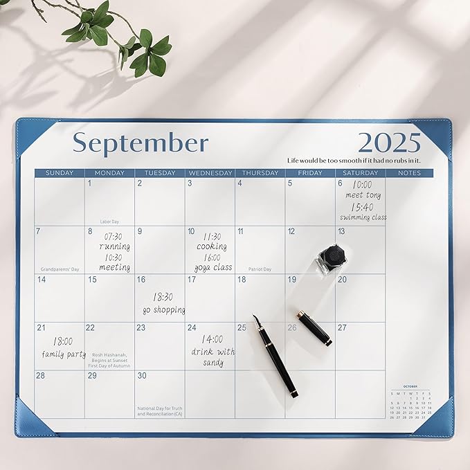 Gannyfer Desk Calendar 2026 with Desktop Mat, Simplified Large 22" x 17" Desktop Pad Calendar, 18 Month Desk Calendar 2026-2027, Use Now to Feb 2027, Office Supplies Perfect for Home School and Office - Blue