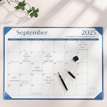 Gannyfer Desk Calendar 2026 with Desktop Mat, Simplified Large 22" x 17" Desktop Pad Calendar, 18 Month Desk Calendar 2026-2027, Use Now to Feb 2027, Office Supplies Perfect for Home School and Office - Blue