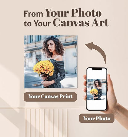 TreeDeal Custom Canvas Prints with Your Photos, Framed 12” x 12” Personalized Pictures Print, Customized Photo to Canvas Wall Art Ideal for Home Decor Gift Wrapping Pets Family Baby Wedding