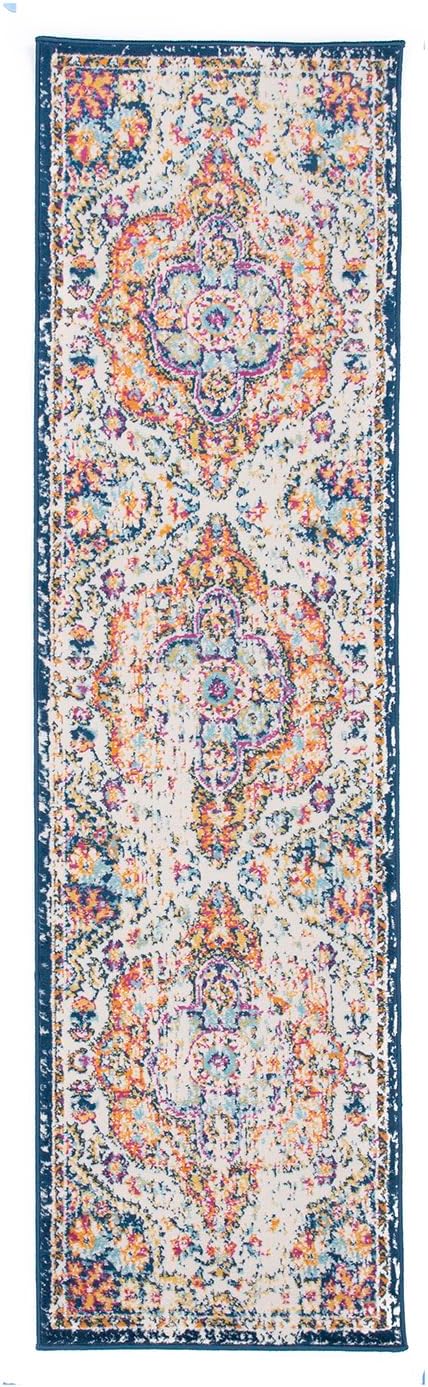 Rugshop Vintage Distressed Bohemian Area Rug – Vibrant Multi-Color Tribal Design, 2' x 10'