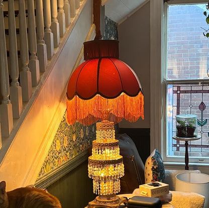 Velvet Shade with Tassel, Caramel, Handmade Dome Design for Floor Lamp and Table Lamp (1, Caramel, Small)
