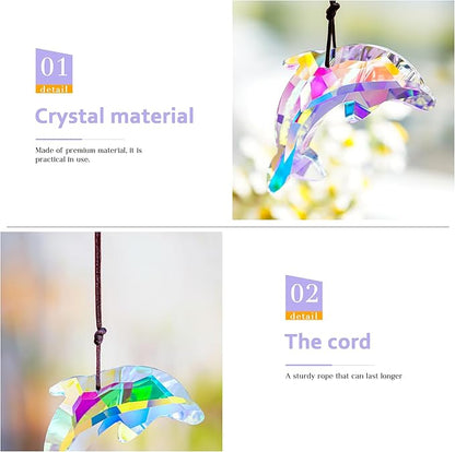 76mm/3in Lovely Crystal Dolphin Prism Sun Catchers,Window Crystal Prism Suncatcher,AB Coating Hanging Crystals for Indoor Outdoor Christmas Decor