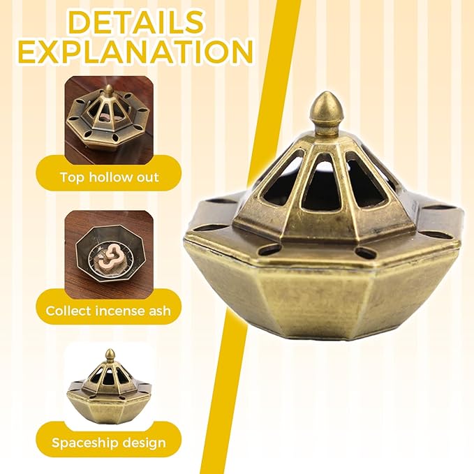 1 PCS Incense Burner Holder for Cones & Sticks, Spaceship Shape Incense Cone Holder with Detachable Tray, Decorative Zen Home Office Decor