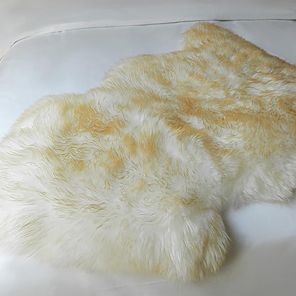 WaySoft New Zealand Sheepskin Area Rug – Genuine Fluffy Wool, Multiple Sizes, Bedroom or Living Room Decor(2ft x 3ft,Browntip)