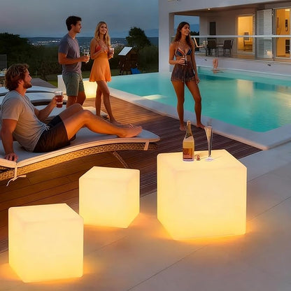 LOFTEK 16-Inch Rechargeable LED Cube Chair Light, 16 RGB Colors Glow Cube Seat w/Remote, Waterproof LED Cube Table, Color Changing Cubes Floor Lamp, Home Bedroom Patio Party Decorative Lighting