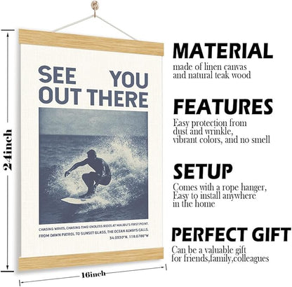 Coastal Canvas Poster, See You Out There Chasing Waves Poster, Vintage Surfing Posters, Wall Decors Art, Beach House Decor, Surfing Lover Home Decor, Bedroom Decoration for Men Boys Teens, 11.8*15.7