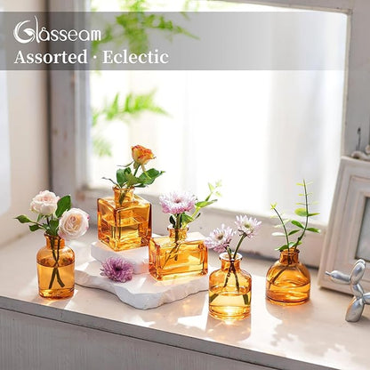 Glass Bud Vases in Bulk: Glasseam Brown Mini Flower Vases for Centerpieces Set of 40 Modern Decor Small Vase for Flowers Cute Decorative Wedding Table Centerpice for Dining Room Decoration