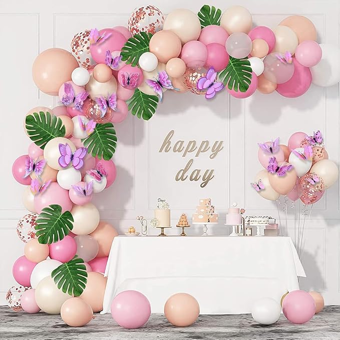 Somotersea 24pc 3D Butterfly Wall Decor - Removable Butterfly Decals for Girls Room & Birthday Parties - Pink