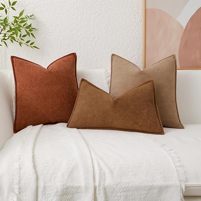 Kevin Textile 12x24 Inch Lumbar Pillow Cover 1 Pack Soft Boucle Textured Decorative Waterproof Rectangle Cushion Elegant Accent Pillow for Couch Sofa Chair Bed Home Decor Indoor Outdoor Brown