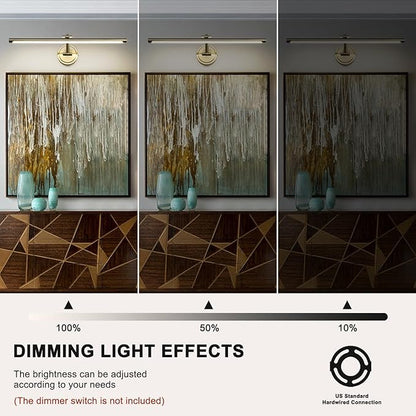 Hard-Wired Picture Lights 23.6 Inch Dimmable LED Wall Art Lighting Modern Gallery Light Poster Lights Adjustable Swing Arm Picture Frame Light for Display Art Work,14W,2700K, Warm White Antique Bronze