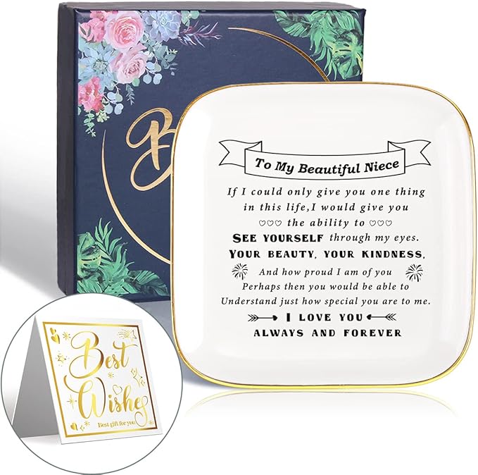 Niece Ring Dish Jewelry Tray, Gifts for Niece from Aunt Uncle,Nieces Birthday, Your Beauty Sign