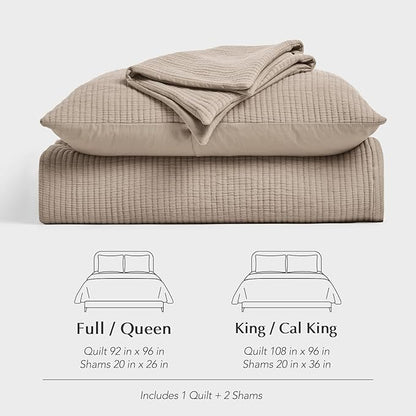 EVERGRACEHOME Cotton Gauze King Bedspread, Ultra Soft Prewashed Pick Stitch Matelassé Coverlet, Lightweight Textured Oversized King Quilt Bedding Set for All Season, with 2 Shams, Tan