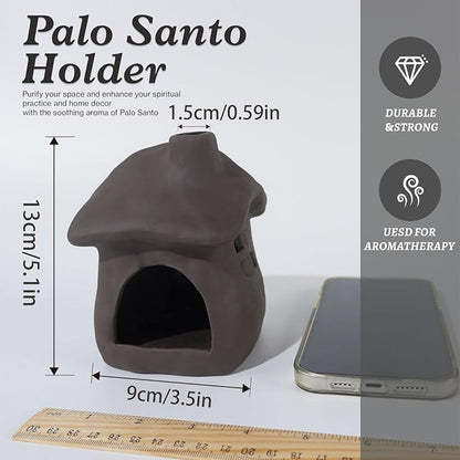 House Palo Santo Burner - Mini Ceramic Chiminea Holder with Stable Base | Perfect for Burning Sage, Incense Cones & Essential for Zen Altars, Meditation, Yoga, Home Decor & Thoughtful Gifts.