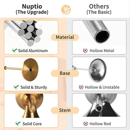 Nuptio Candlestick Candle Holders 15 Pcs Candle Stick Holder Gold Taper Candle Holder Candle Stand for Wedding Party Thanksgiving Halloween Birthday Mantel Baby Shower Table Centerpieces Decor